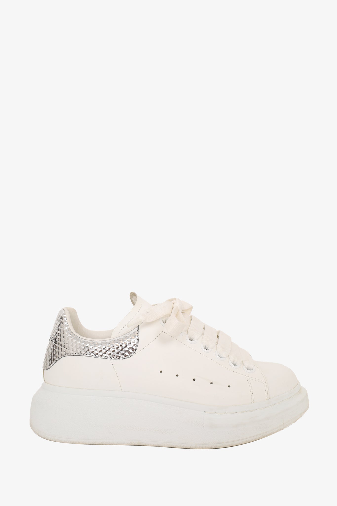 Alexander McQueen | Shoes | Alexander Mcqueen White Dark Silver Sneakers  Size 365 | Poshmark